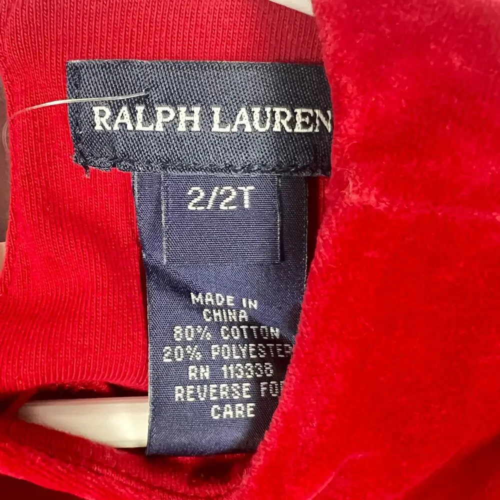Ralph Lauren Vintage Girls Red Velvet Tiered Dress 2T NWT Holiday Christmas